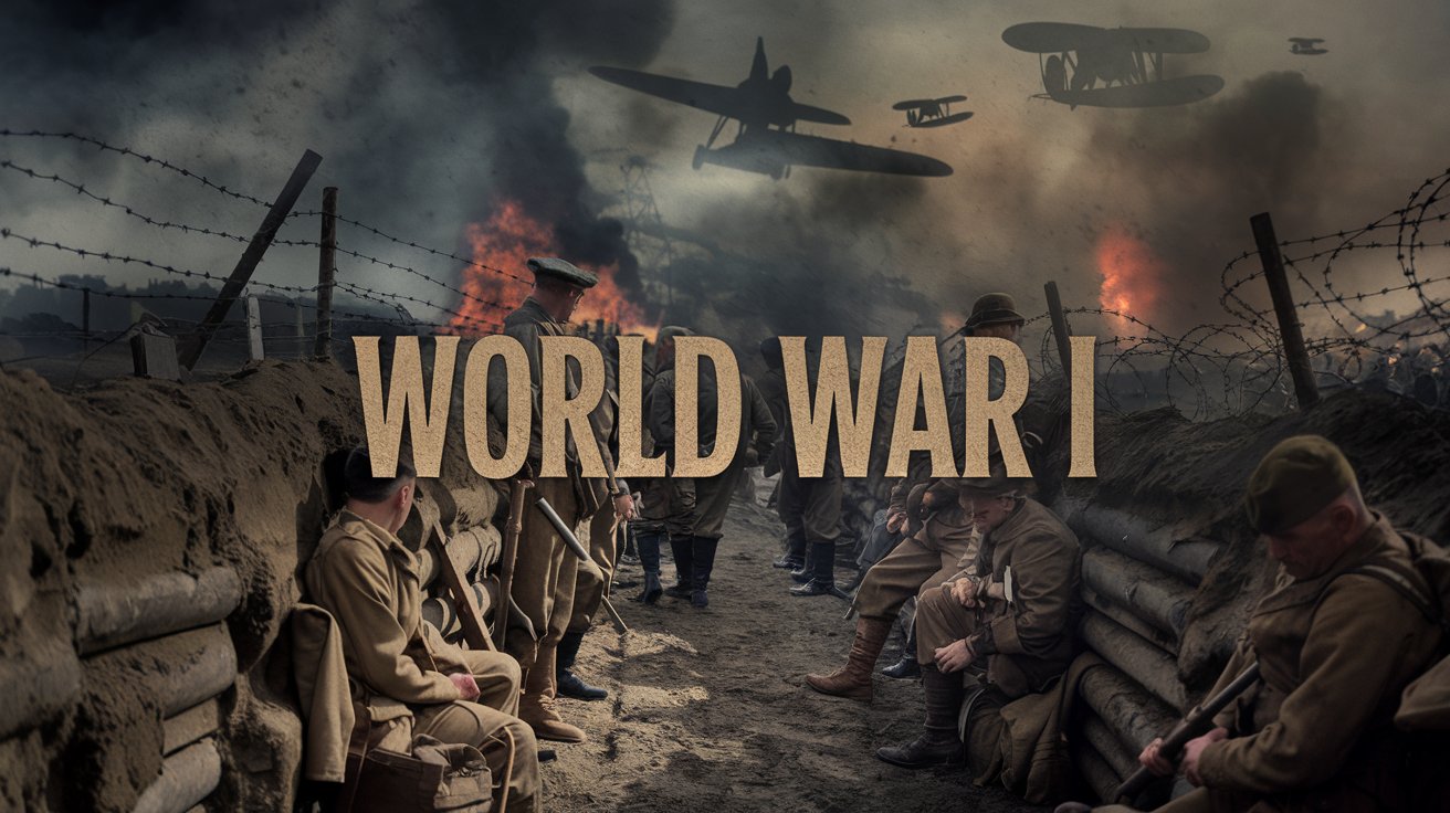 Cover image for the World War I blog, featuring iconic symbols of the war.